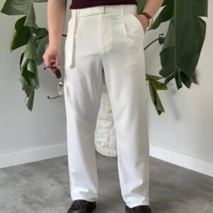 Old Money pants with a matching belt.