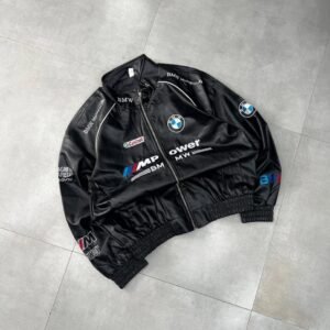Leather Racing Jacket BMW Black