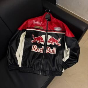 Leather Racing Jacket RedBull Black & Red