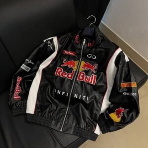 Leather Racing Jacket RedBull Black & white