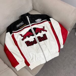 Leather Racing Jacket RedBull white & Black