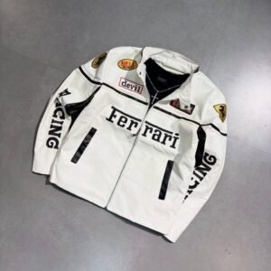 Leather Racing Jacket Ferrari -2 color-White