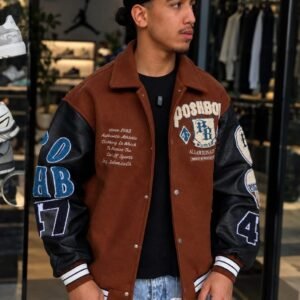 Varcity Jacket-Brown-